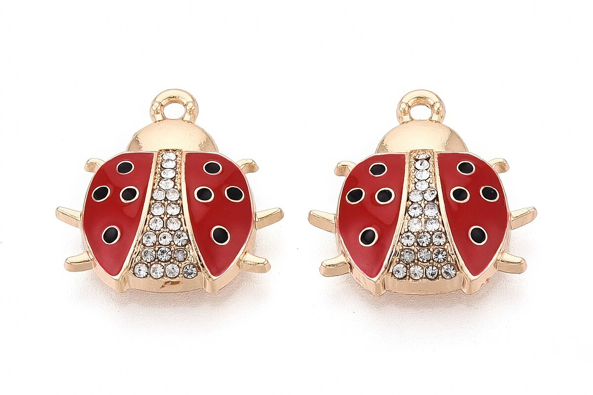 Charm mini pandantiv auriu emailat gargarita cu strasuri albe 18x18mm