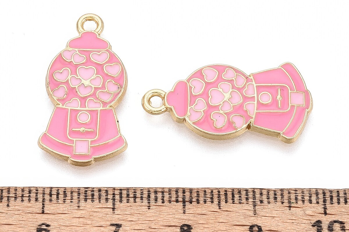 Charm mini pandantiv auriu emailat masina cu guma 25x13mm