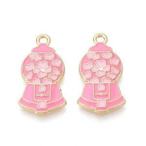 Charm mini pandantiv auriu emailat masina cu guma 25x13mm