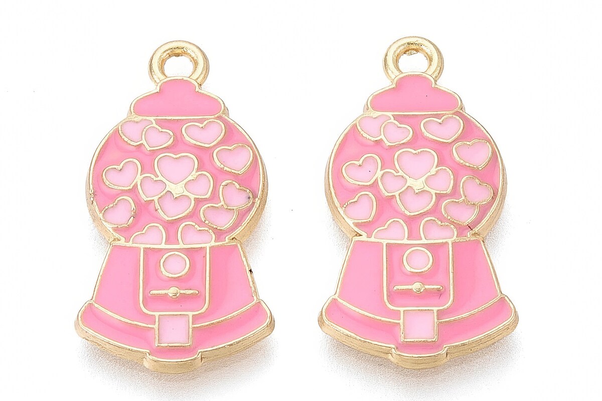 Charm mini pandantiv auriu emailat masina cu guma 25x13mm