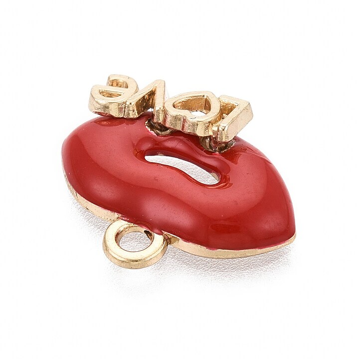 Charm mini pandantiv auriu emailat buze 14x17,5mm