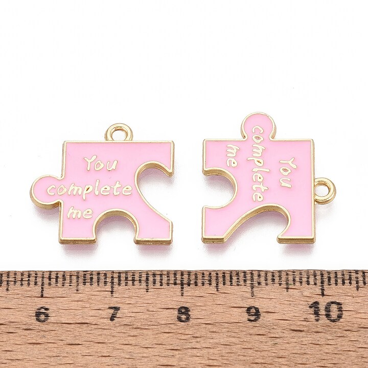 Charm mini pandantiv auriu emailat piesa de puzzle 19,5x21mm