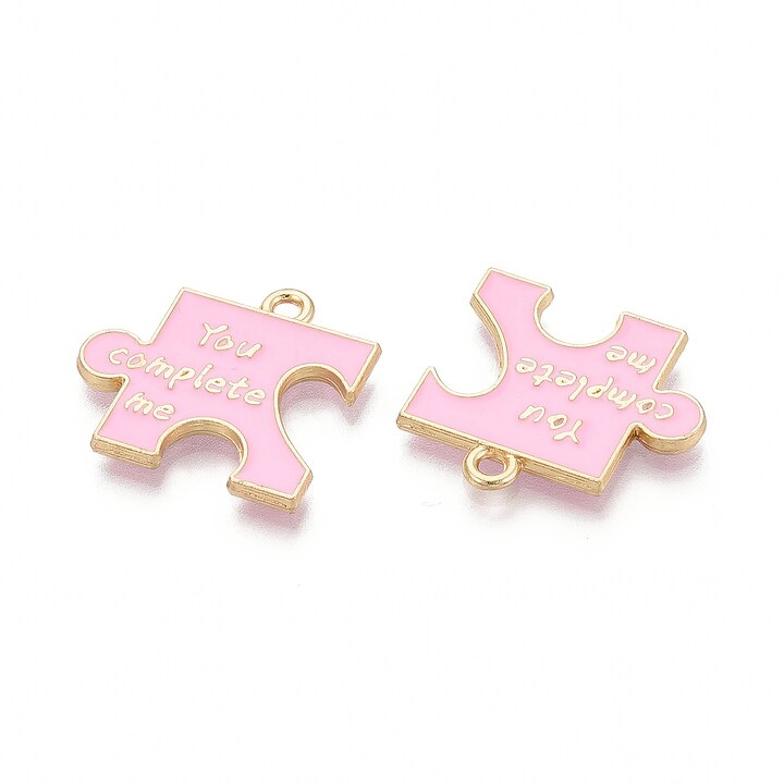 Charm mini pandantiv auriu emailat piesa de puzzle 19,5x21mm