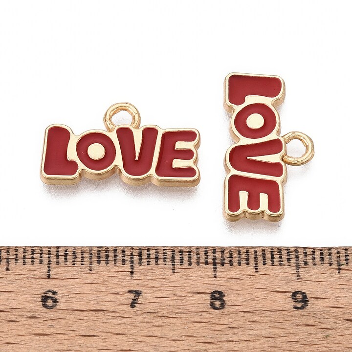 Charm mini pandantiv auriu emailat LOVE 11,5x20mm