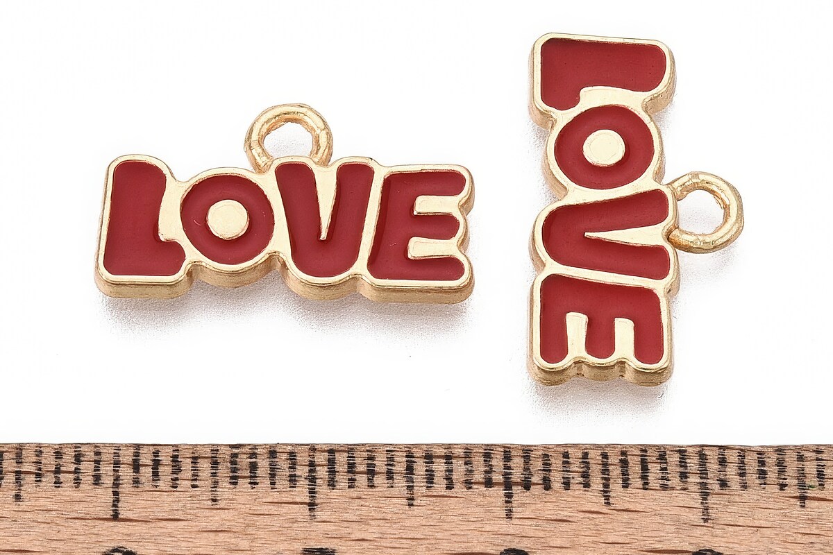 Charm mini pandantiv auriu emailat LOVE 11,5x20mm