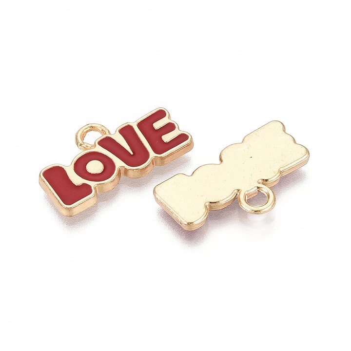 Charm mini pandantiv auriu emailat LOVE 11,5x20mm