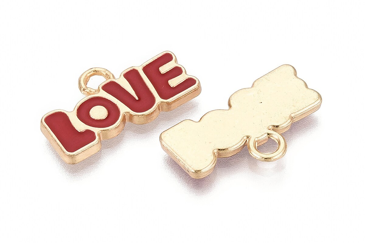 Charm mini pandantiv auriu emailat LOVE 11,5x20mm
