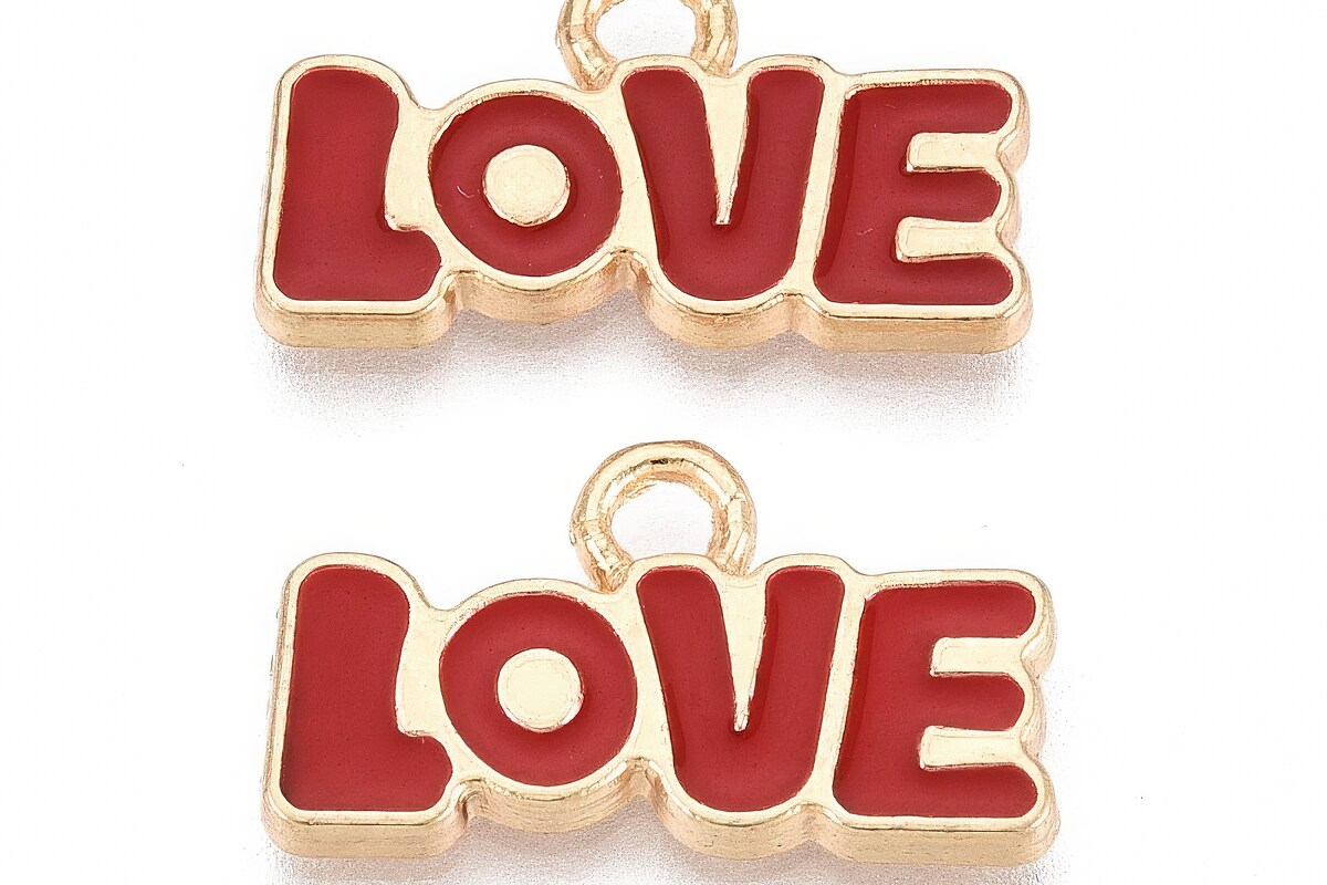 Charm mini pandantiv auriu emailat LOVE 11,5x20mm
