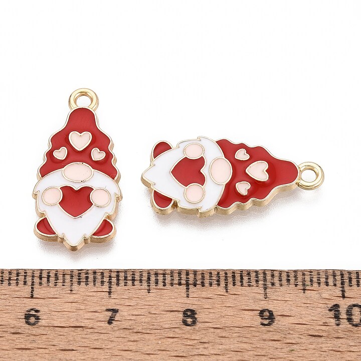Charm mini pandantiv auriu emailat gnome 24,5x12mm