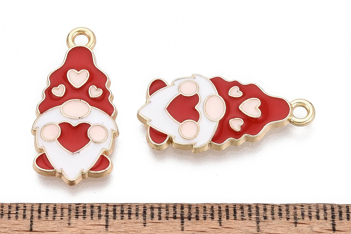 Charm mini pandantiv auriu emailat gnome 24,5x12mm