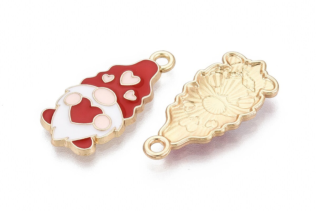Charm mini pandantiv auriu emailat gnome 24,5x12mm