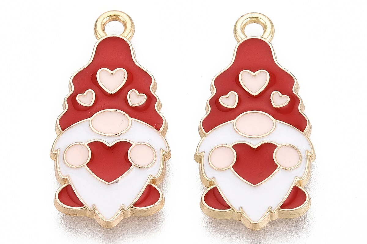 Charm mini pandantiv auriu emailat gnome 24,5x12mm