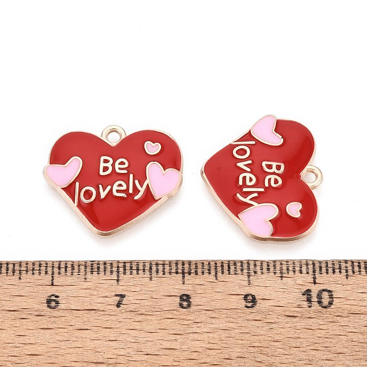 Charm mini pandantiv auriu emailat inima be lovely 19x22mm