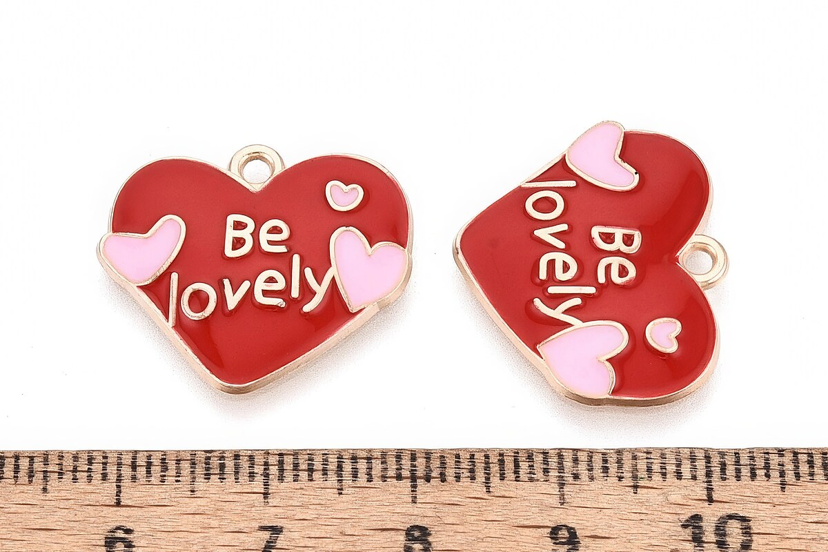 Charm mini pandantiv auriu emailat inima be lovely 19x22mm
