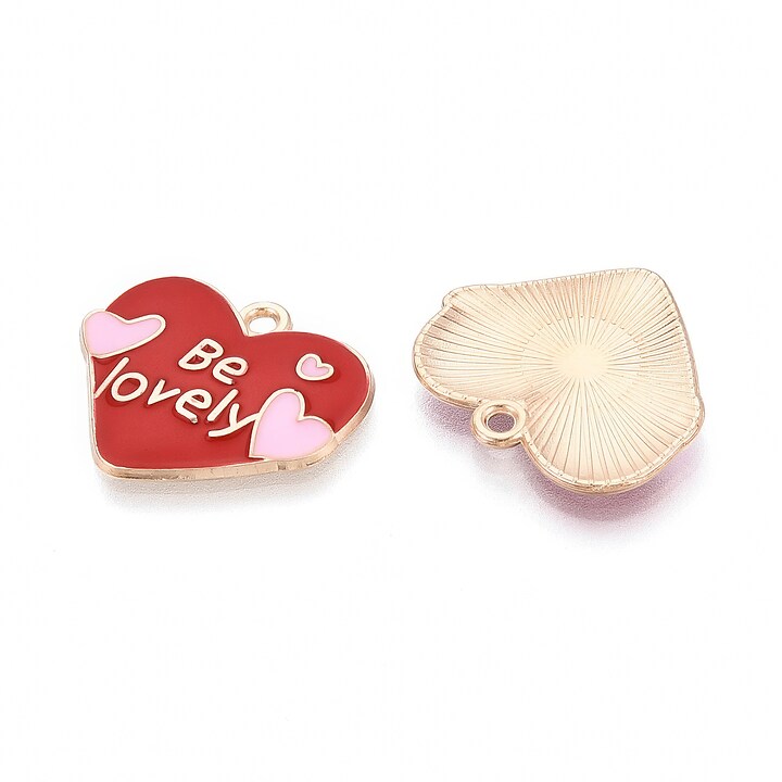 Charm mini pandantiv auriu emailat inima be lovely 19x22mm