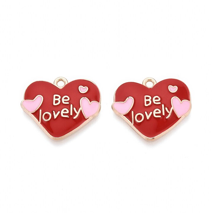 Charm mini pandantiv auriu emailat inima be lovely 19x22mm