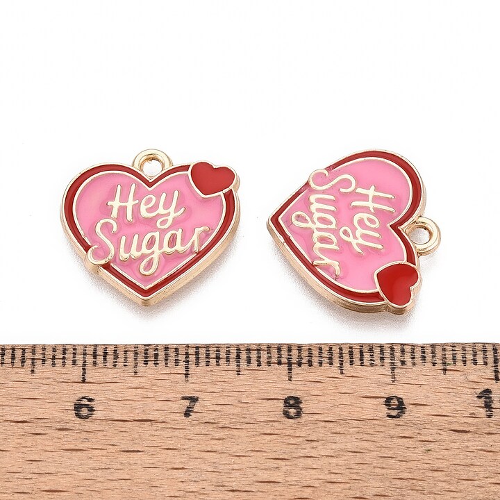 Charm mini pandantiv auriu emailat inima hey sugar 17,5x18mm