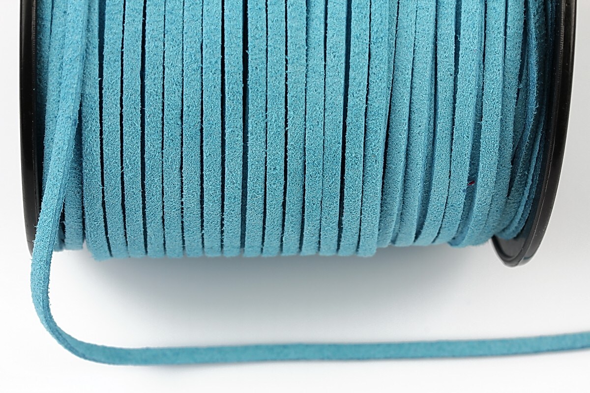 Snur suede (imitatie piele intoarsa) 3x1mm, bleu (5m) - cod 194