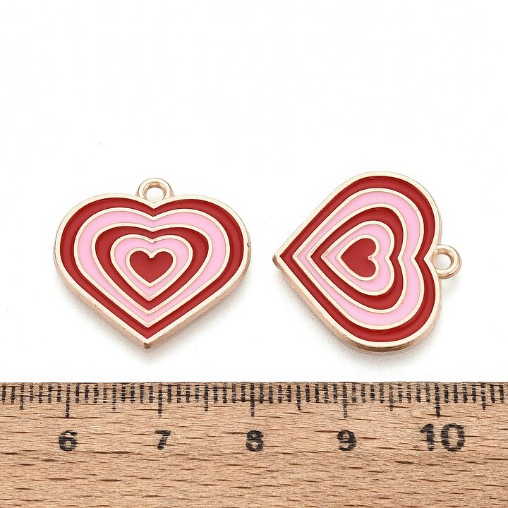 Charm mini pandantiv auriu emailat inima 21x22mm