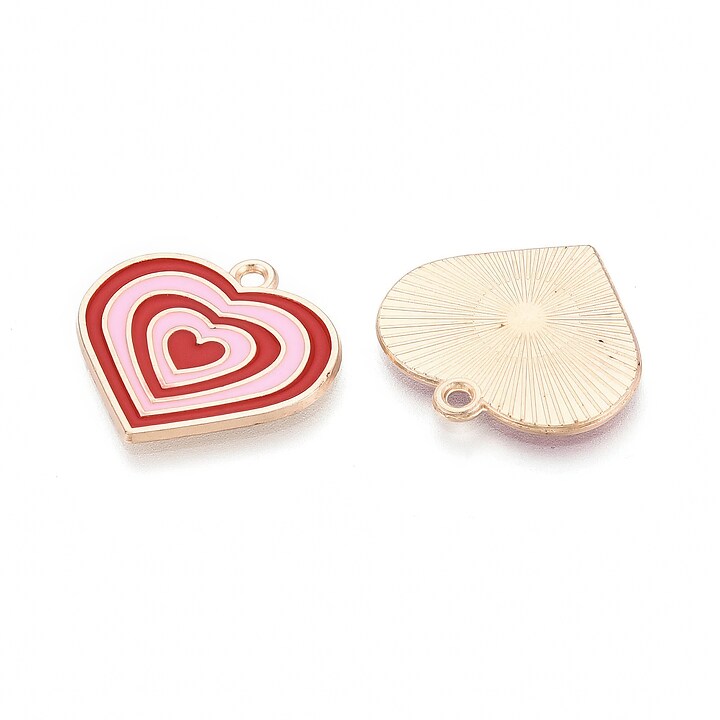 Charm mini pandantiv auriu emailat inima 21x22mm