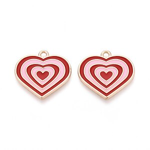 Charm mini pandantiv auriu emailat inima 21x22mm