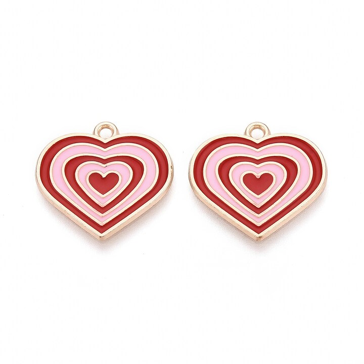 Charm mini pandantiv auriu emailat inima 21x22mm