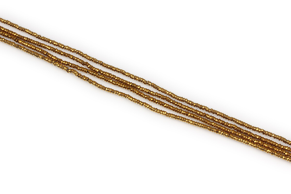 Hematit rondele fatetate 1x2mm - placat auriu (sirag)