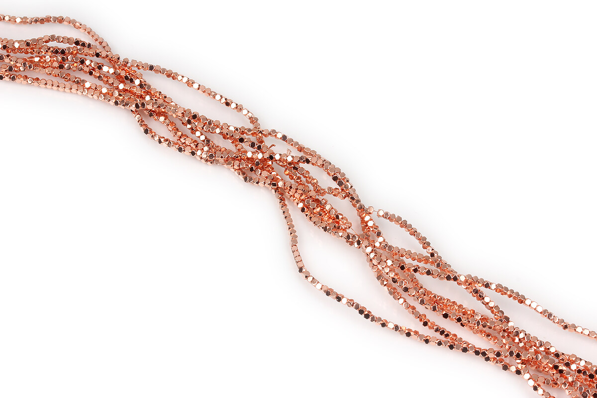 Hematit cub 1,5x1,5x1,5mm - placat rose gold (sirag)