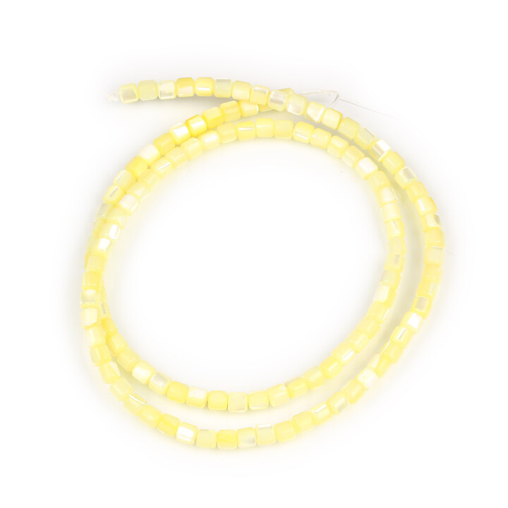 Margele sidef butoias 3,5x3,5mm (sirag) - galben deschis