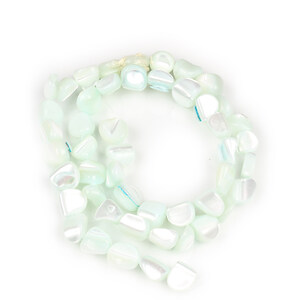 Margele sidef nuggets 7,5-10x6,5-9,5mm (sirag) - turcoaz deschis