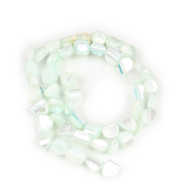 Margele sidef nuggets 7,5-10x6,5-9,5mm (sirag) - turcoaz deschis