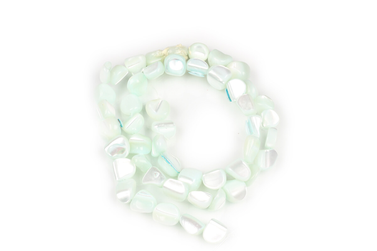Margele sidef nuggets 7,5-10x6,5-9,5mm (sirag) - turcoaz deschis