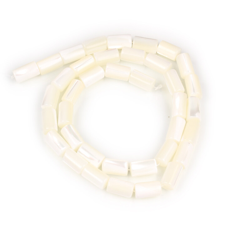 Margele sidef Trochus Shell butoias 5,5-6x10mm (sirag) - alb
