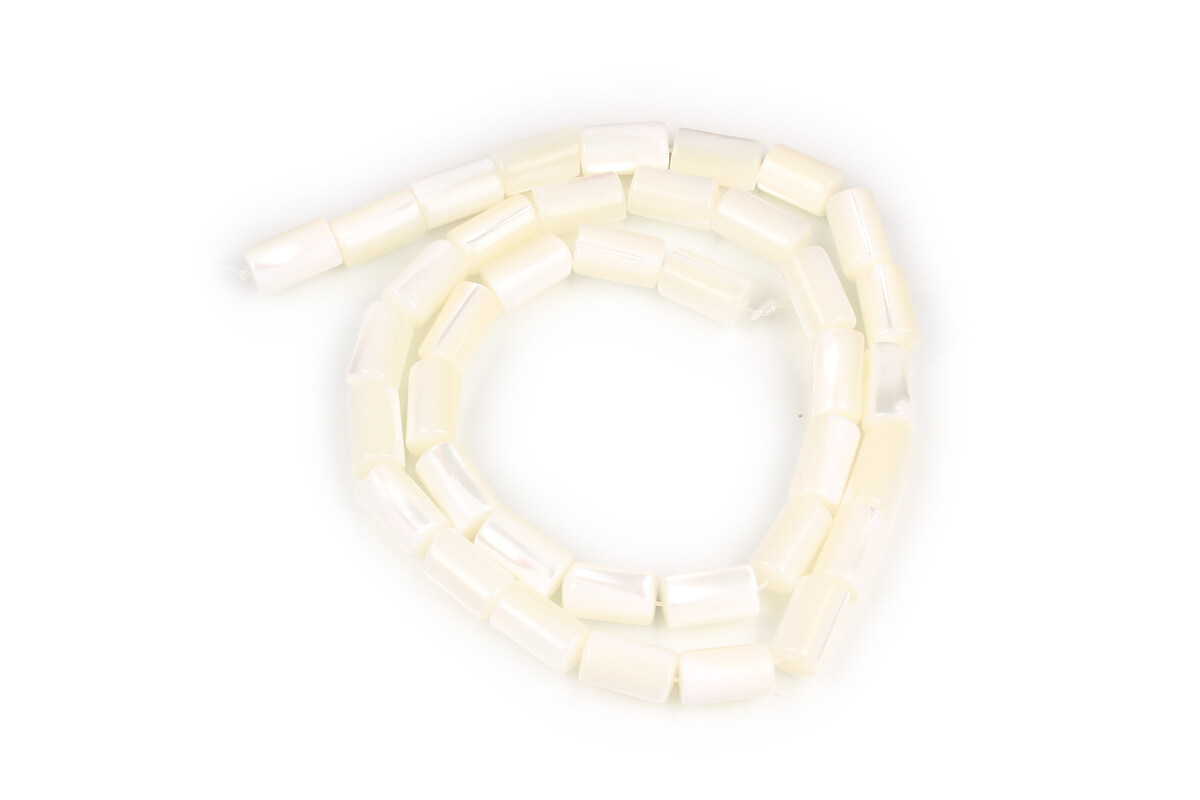 Margele sidef Trochus Shell butoias 5,5-6x10mm (sirag) - alb