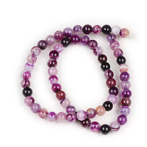 Margele agate striped sfere 6mm (sirag) - mov