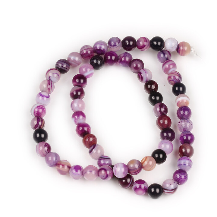 Margele agate striped sfere 6mm (sirag) - mov