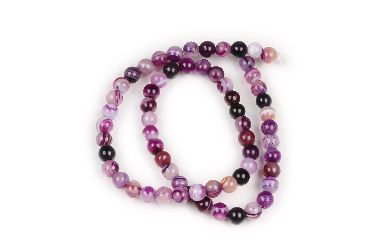 Margele agate striped sfere 6mm (sirag) - mov