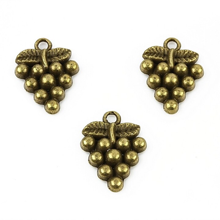 Charm bronz strugure 20x14mm