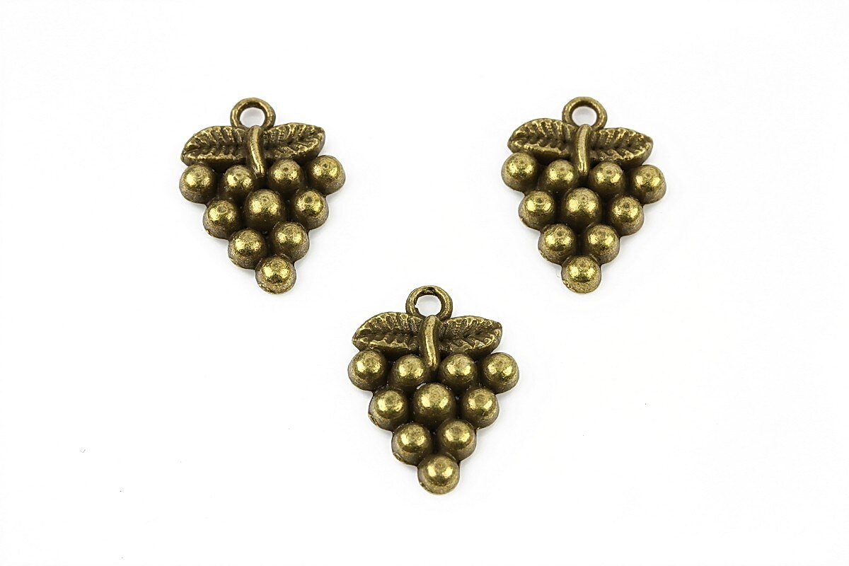 Charm bronz strugure 20x14mm