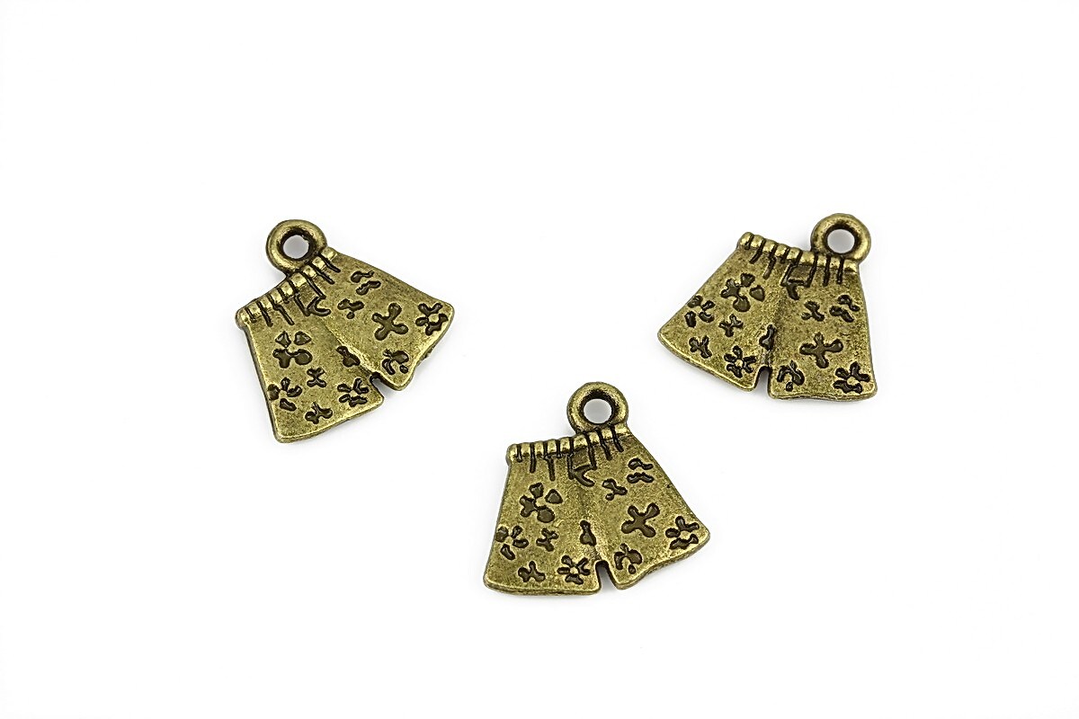 Charm bronz pantaloni scurti 15x15mm