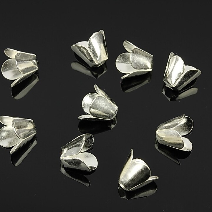 Capacele filigranate argintii floare 9x7,5mm (20buc.)