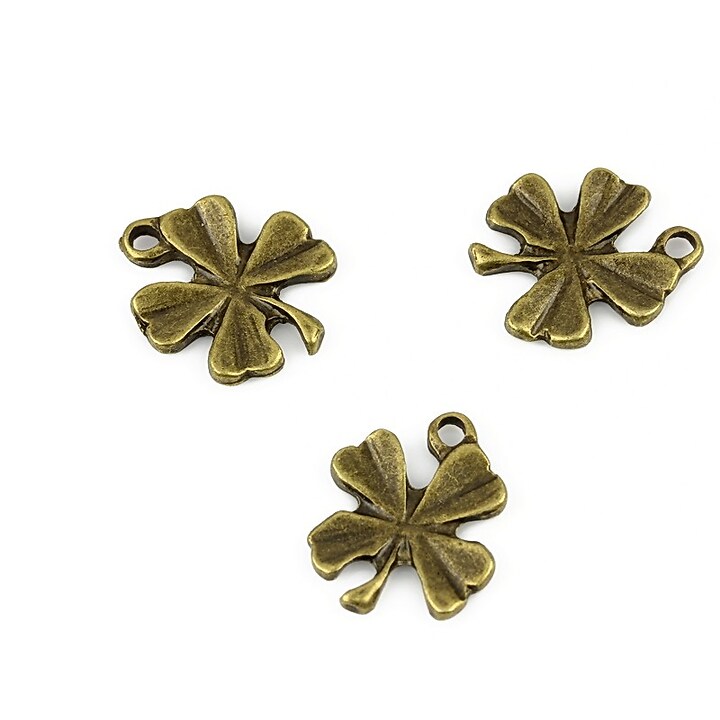 Charm bronz trifoi cu patru foi 16x14mm