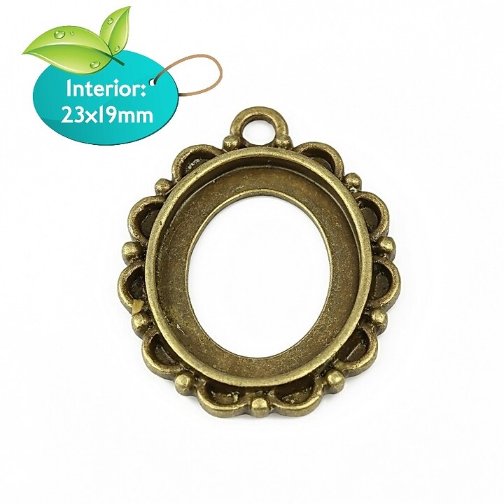 Baza cabochon pandantiv bronz 32x26mm, interior 23x19mm