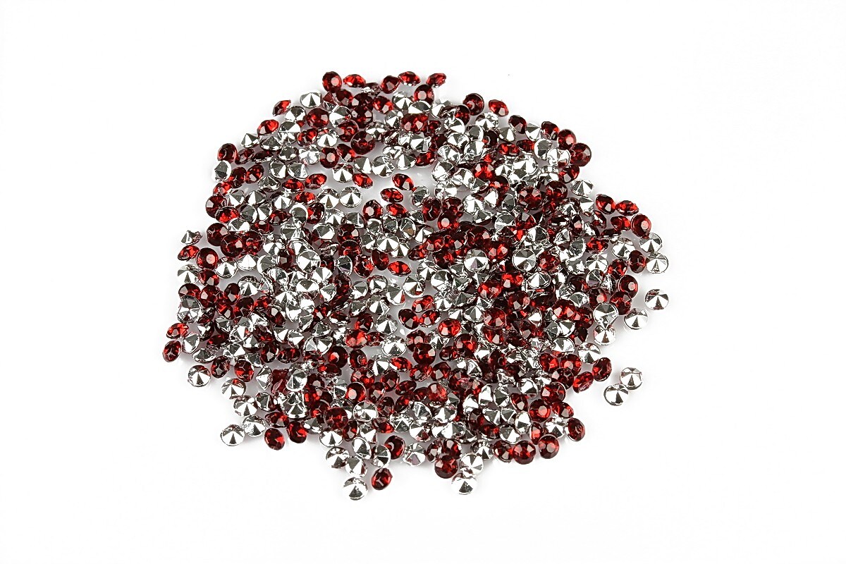 Cabochon rhinestone 2mm (20 buc.) - rosu inchis