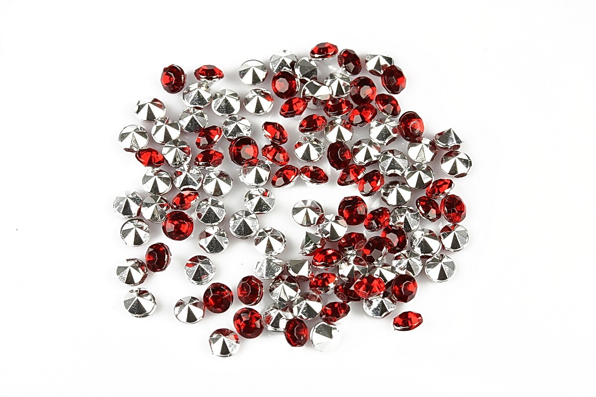 Cabochon rhinestone 3,5mm (20 buc.) - rosu inchis