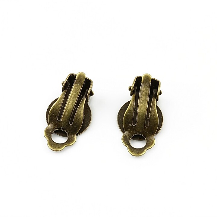 Baza cercei clips platou 10mm, bronz (2 buc.)