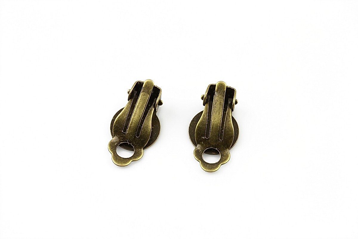 Baza cercei clips platou 10mm, bronz (2 buc.)