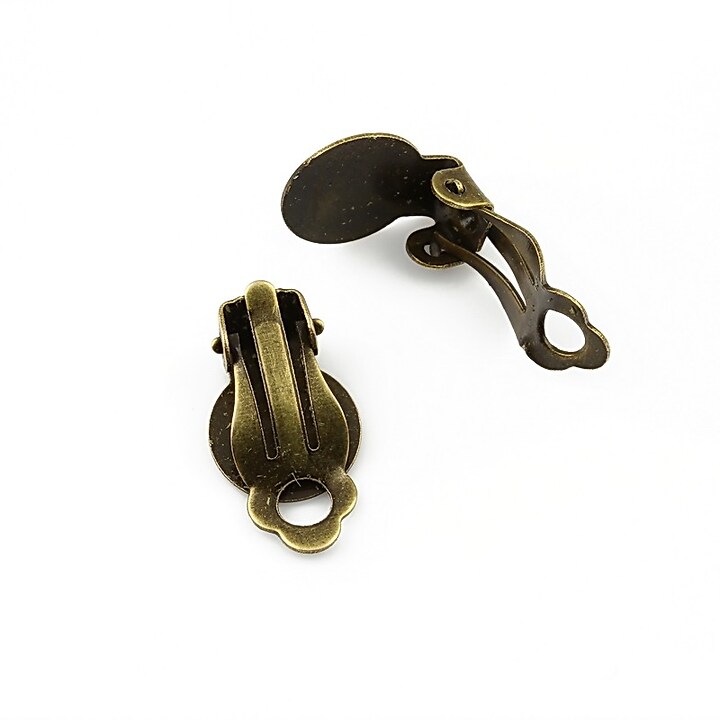 Baza cercei clips platou 10mm, bronz (2 buc.)