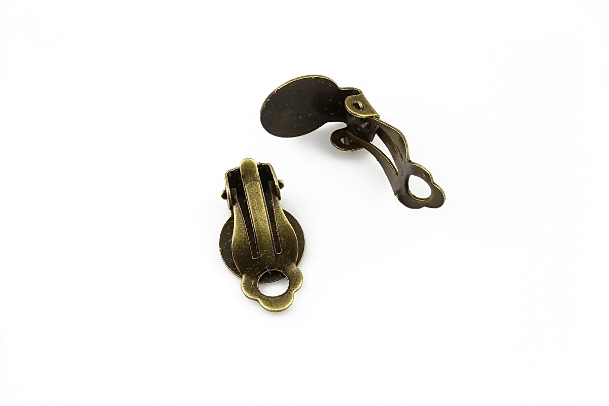 Baza cercei clips platou 10mm, bronz (2 buc.)