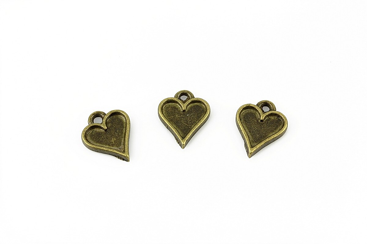 Charm bronz inima 13x10mm